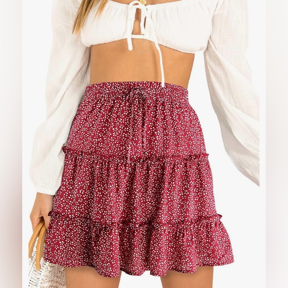 Polka Dot Ruffle Tiered Mini Skirt - Medium - Picture 1 of 7